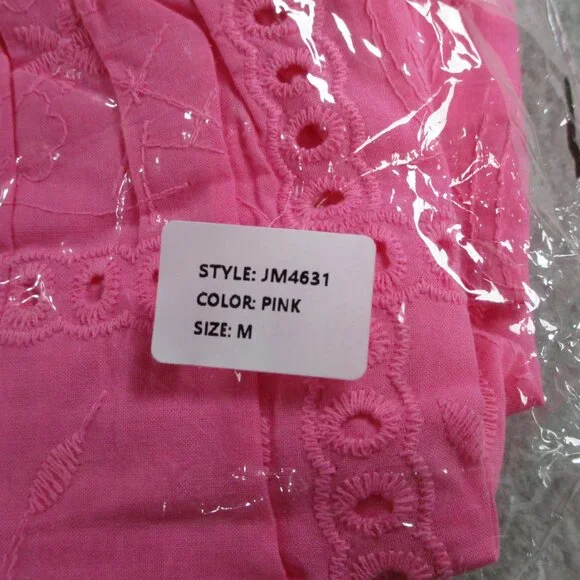 J Marie Presley Eyelet Midi Dress Womens Medium Pink Lace Lined NEW - Picture 4 of 6